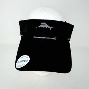 NWT Tommy Bahama Visor Adjustable Tip Your Cap Black‎ Fishing Beach Golf